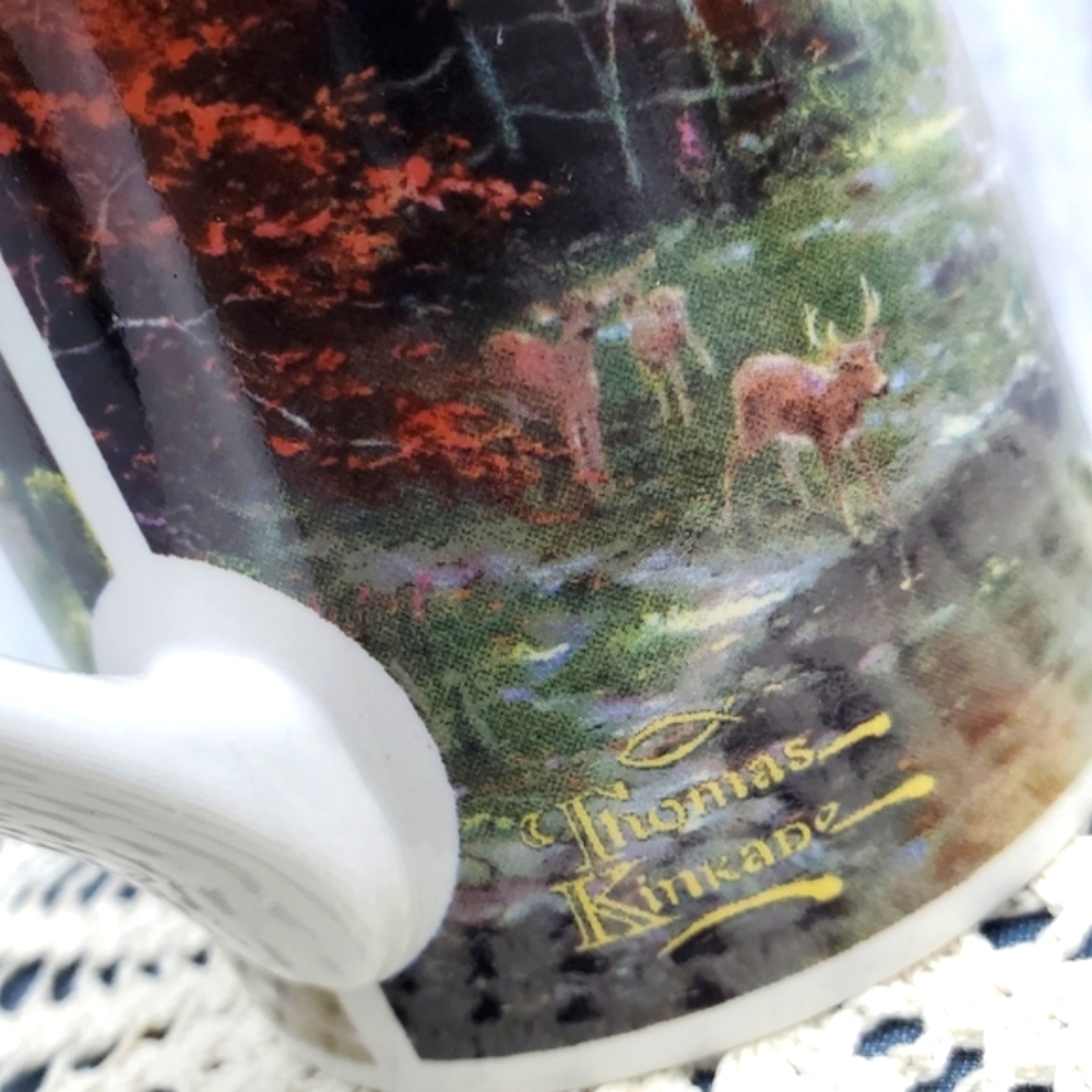 Thomas Kinkade Coffee Mug 2005 Springtime  Country Cabin Cobblestone Bridge - Picture 2 of 9